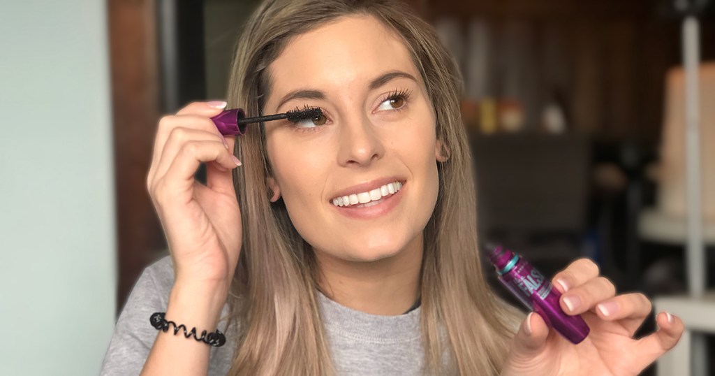 emily applying maybelline mascara