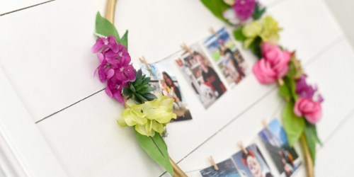 DIY Dollar Tree Hula Hoop Photo Hanging Display (Great for Weddings & Parties!)