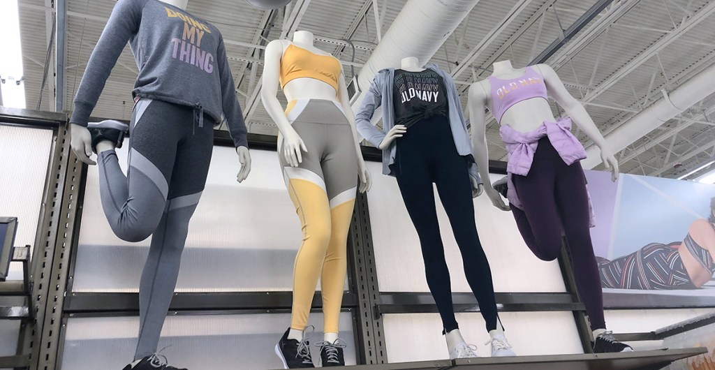 old navy spring capsule wardrobe – mannequins wearing leggings and activewear