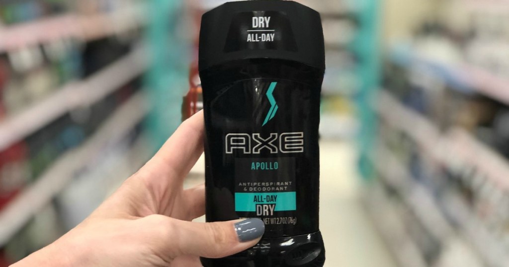 Woman holding axe deodorant