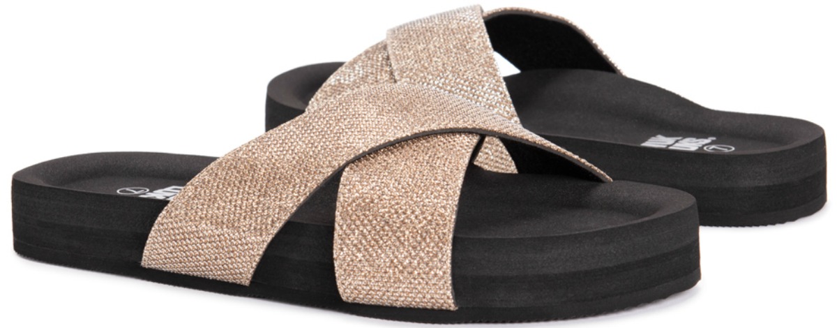 Muk Luks Teagan gold cross-strap sandals