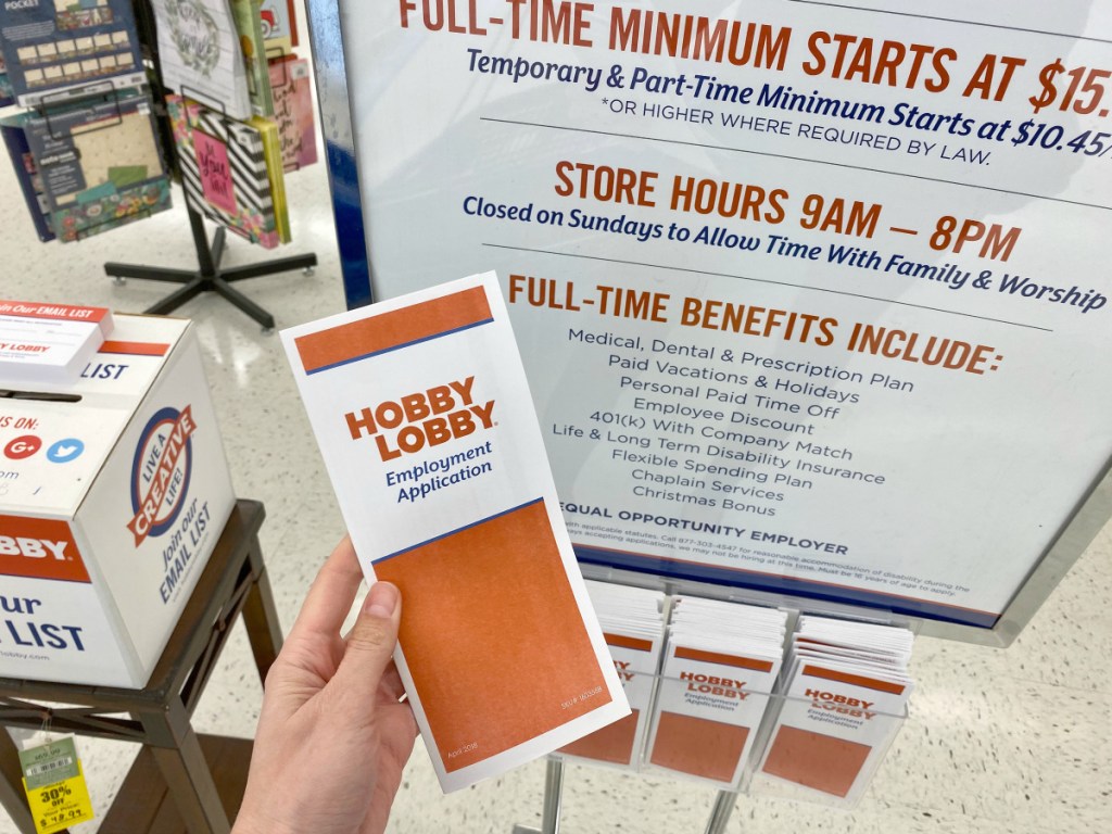 Hobby Lobby Employment sign