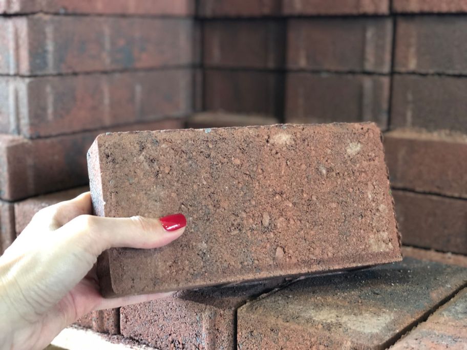 hand holding a red brick