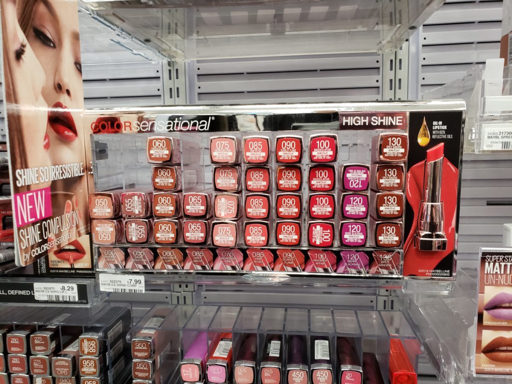 Maybelline Lipstick displayed in CVS rack