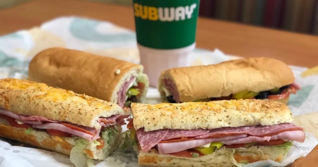 Subway footlong subs and drink 