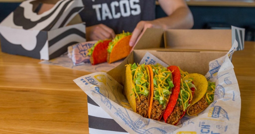 Taco Bell Tacos in sitting on a tray