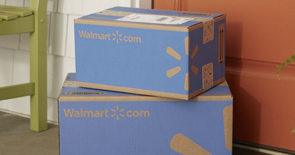 Walmart boxes sitting on front porch