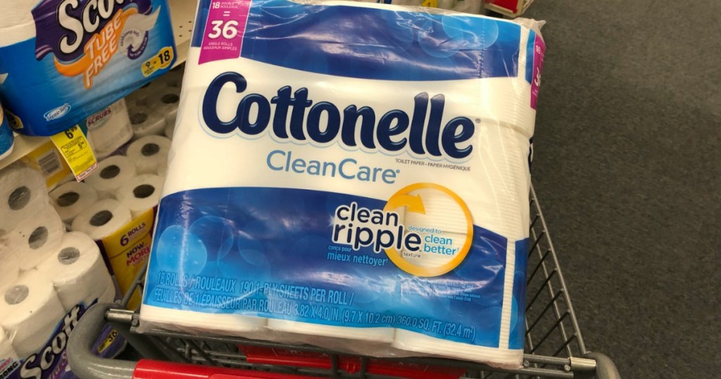 toilet paper in front of cart 