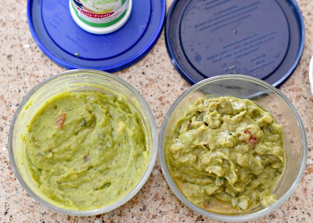 fresh fruit before and after on guacamole