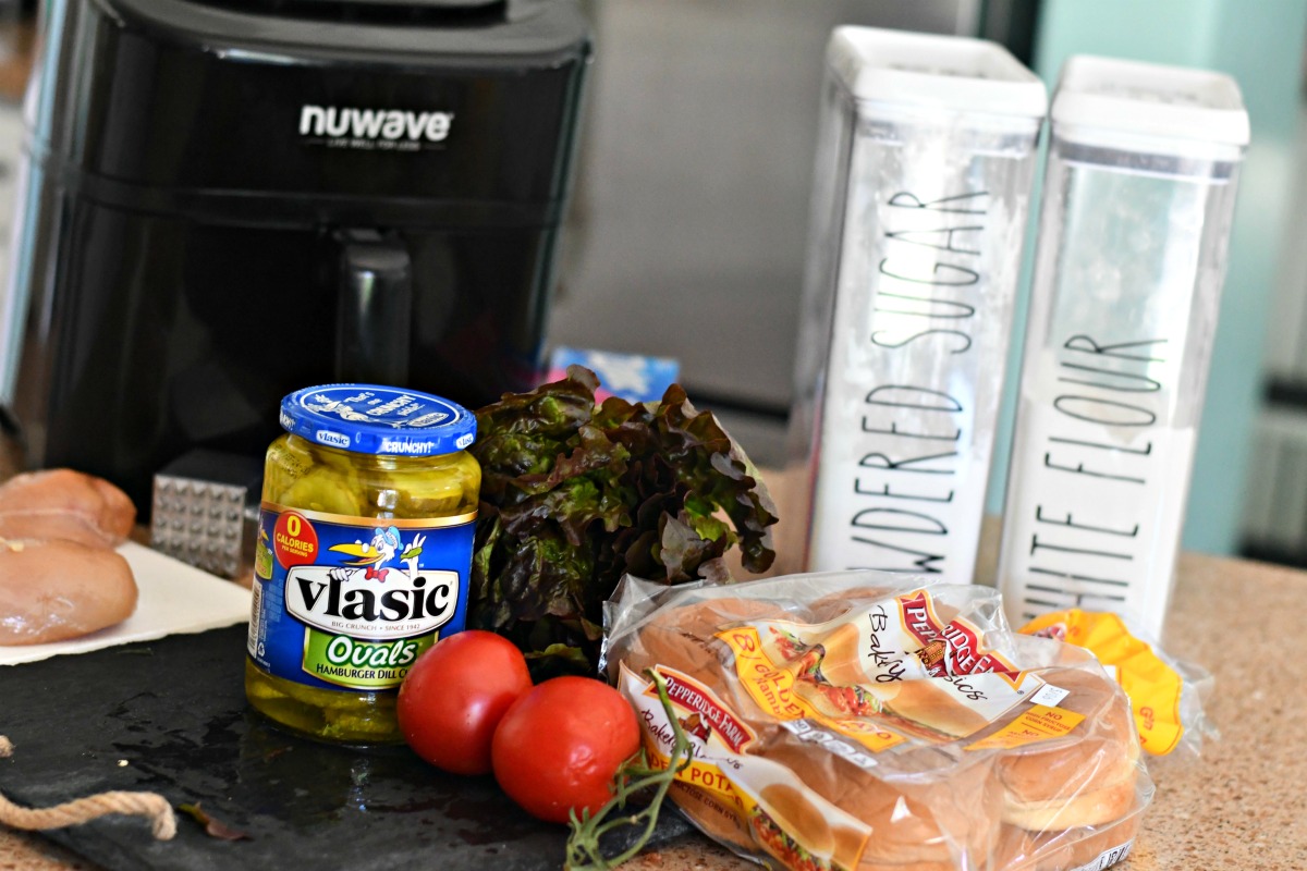 ingredients for copycat chick-fil-a sandwich on the counter 