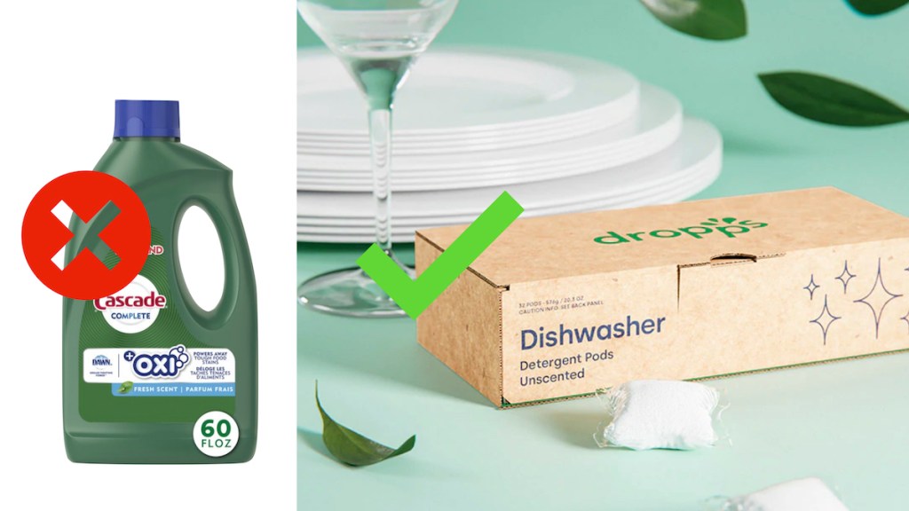 onlineparison of cascade with dropps dishwasher pods - natural cleaning products