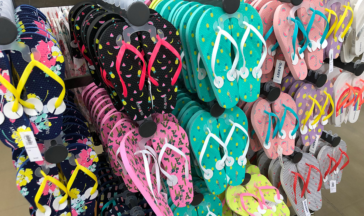 cheap flip flops — old navy pattern flip flops