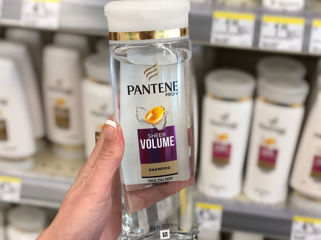 clear pantene held in hand