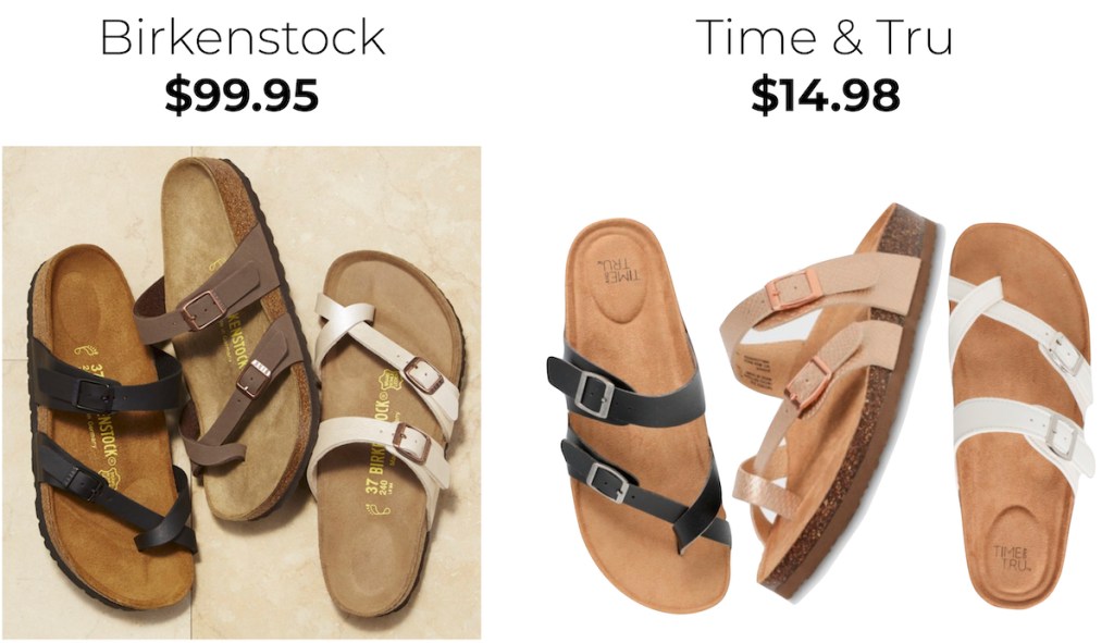 onlineparison between birkenstock and time and tru sandals