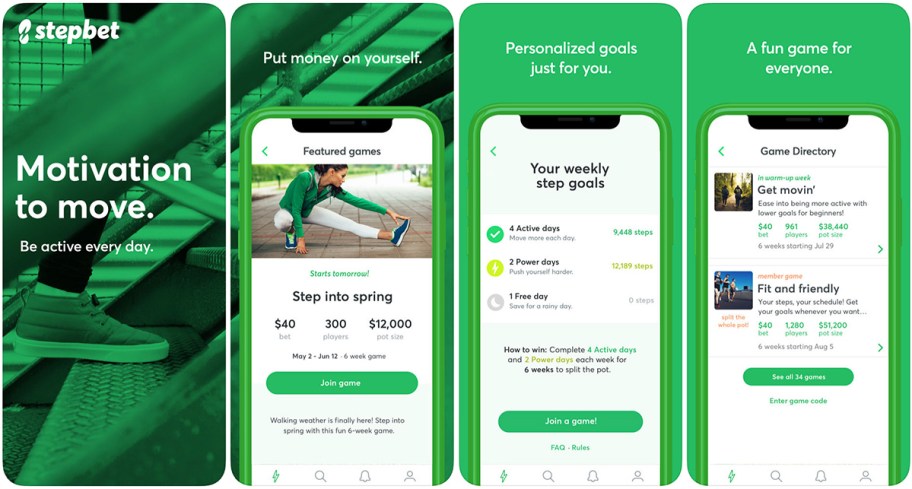 apps that pay you to work out — stepbet screenshots on ios