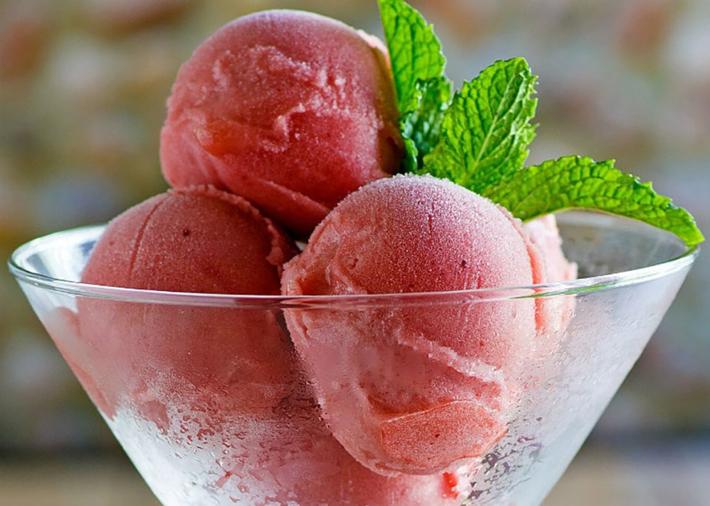 watermelon sorbet in glass