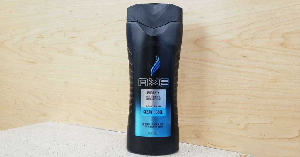 AXE Phoenix Body Wash sitting on a shelf