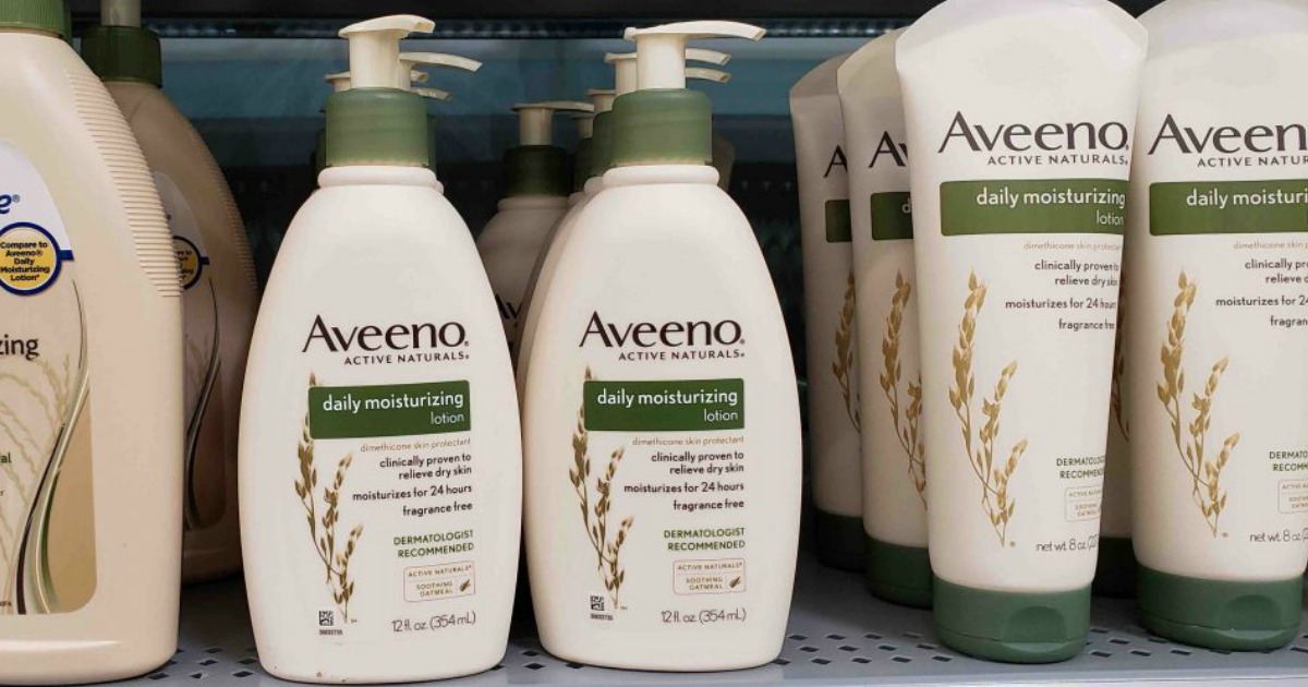 aveeno lotions on a store shelf