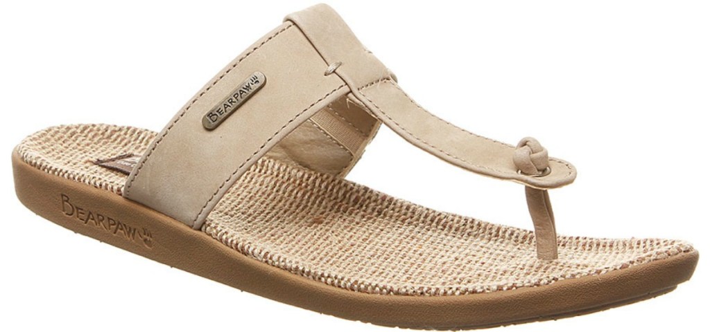 Bearpaw Ecru Women's Sandals with beige t-strap