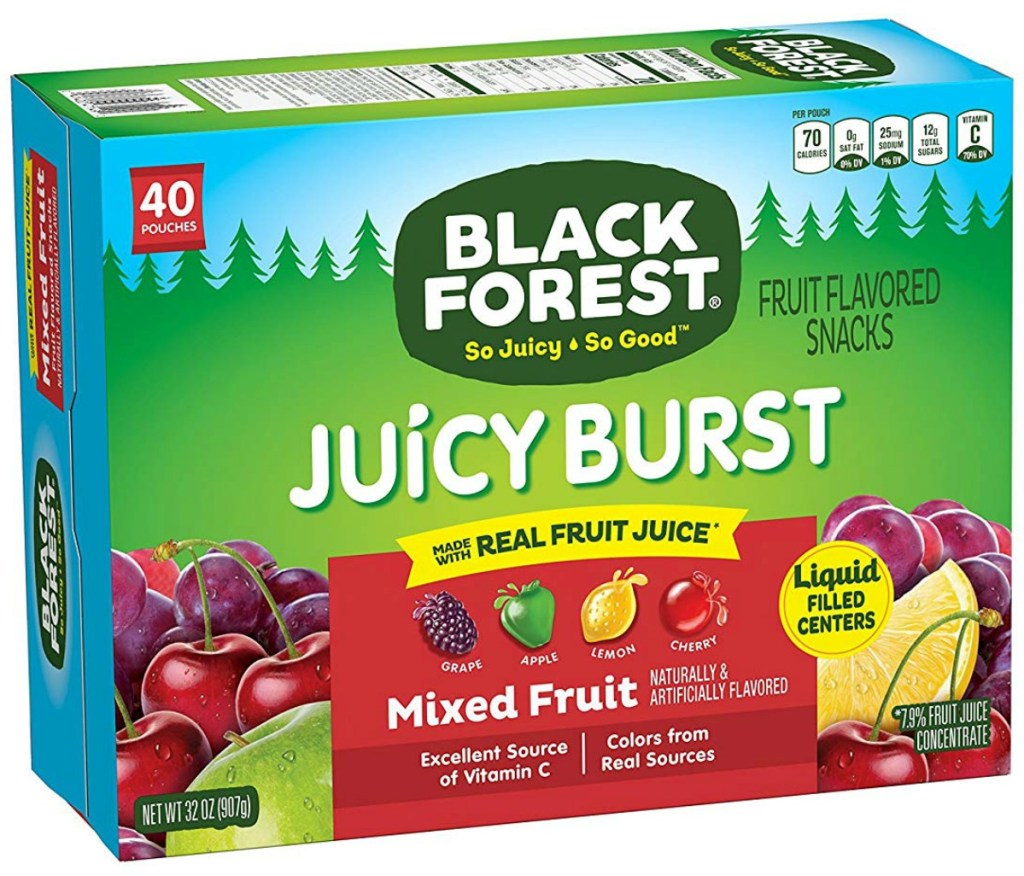 box of Black Forest Juicy Burst snacks