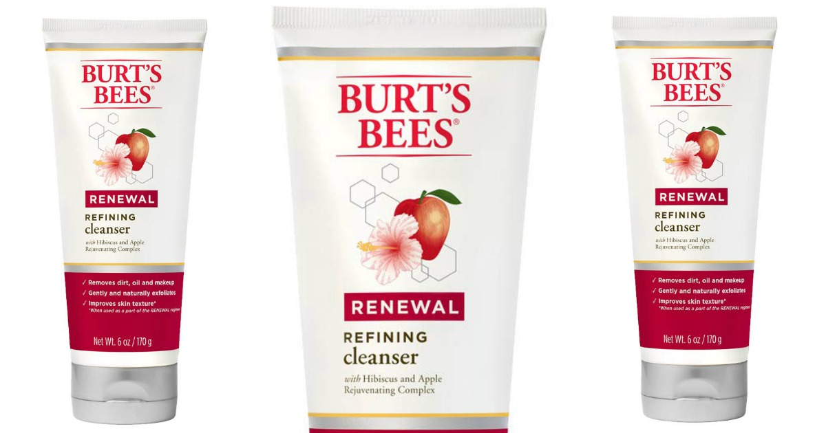 bottles of burts bees hibiscus apple renewal facewash and cleanser