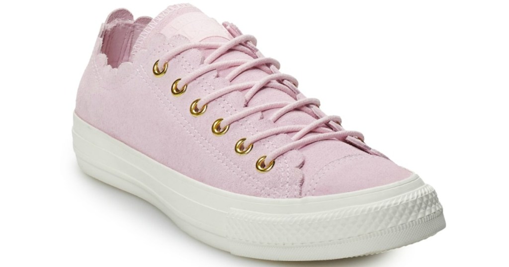 pink converse sneakers with scalloped edges