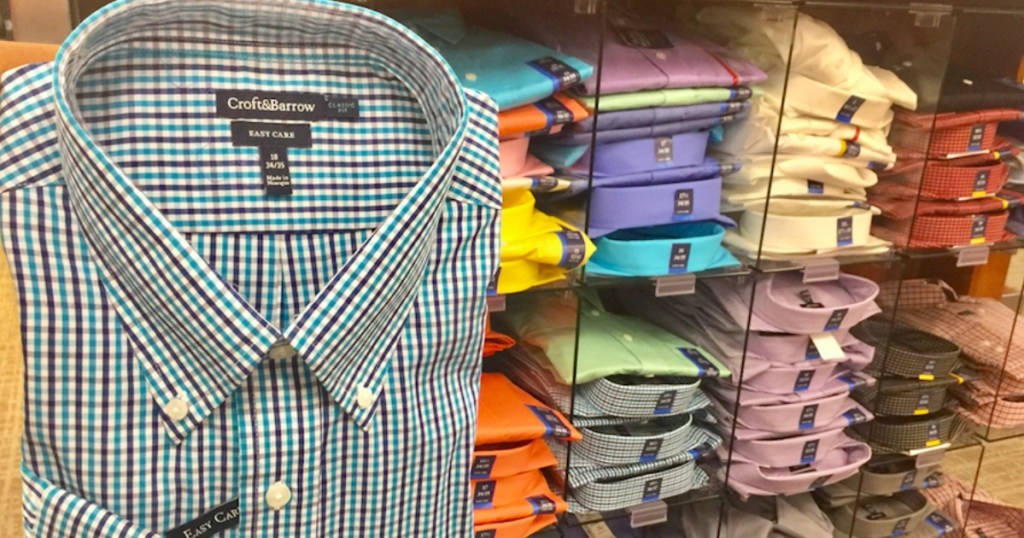 Men's Croft & Barrow Classic-Fit Easy Care Button-Down Dress Shirts on display at Kohl's