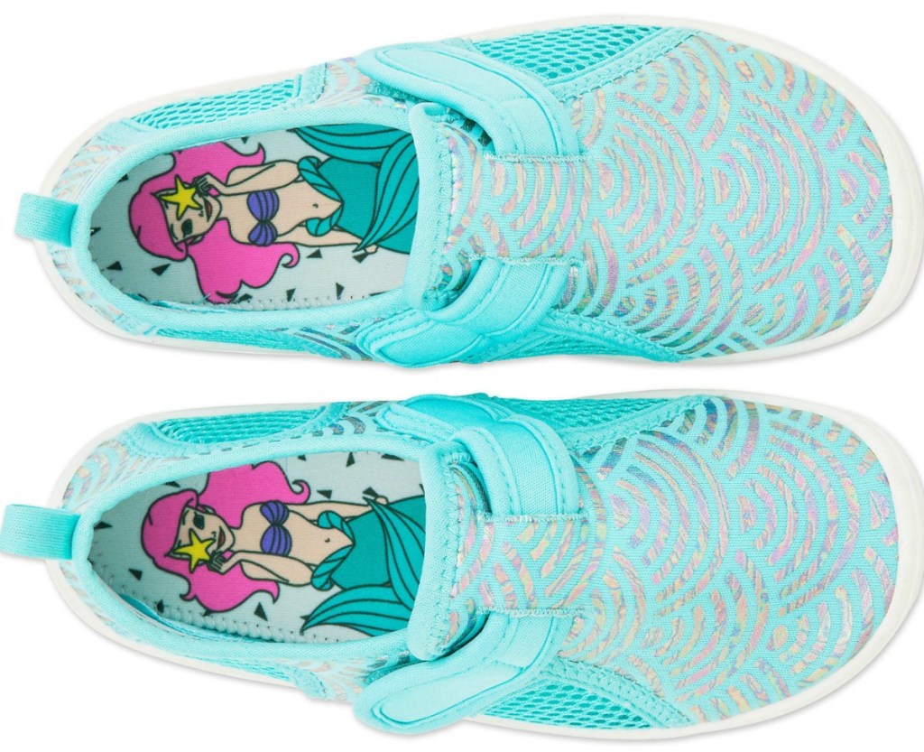 Pair of teal girls shoes with Disney's Ariel