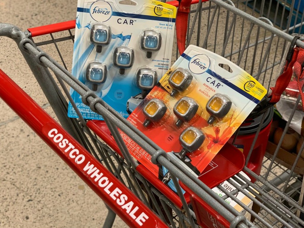 Febreze Car Vent Clips in Shopping Basket at Costco Warehouse