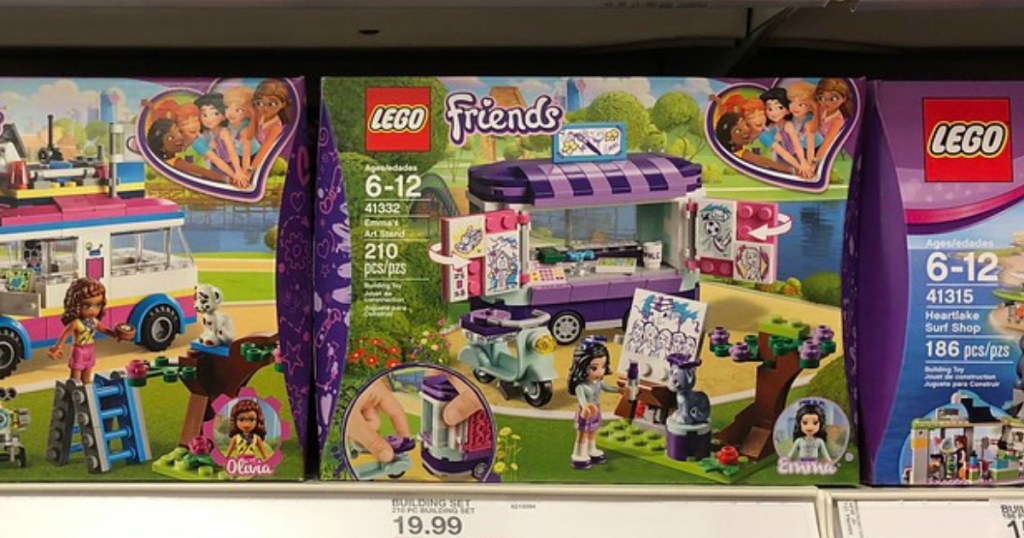 LEGO Friends building sets on a store shelf