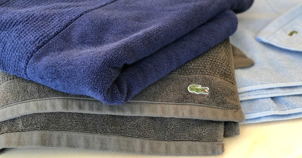 lacoste bath towels folded