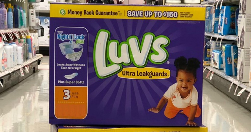 Luvs Diapers in a shopping aisle