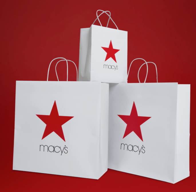 Macy's shopping bags with a red background