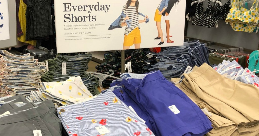 table of Old Navy women's shorts