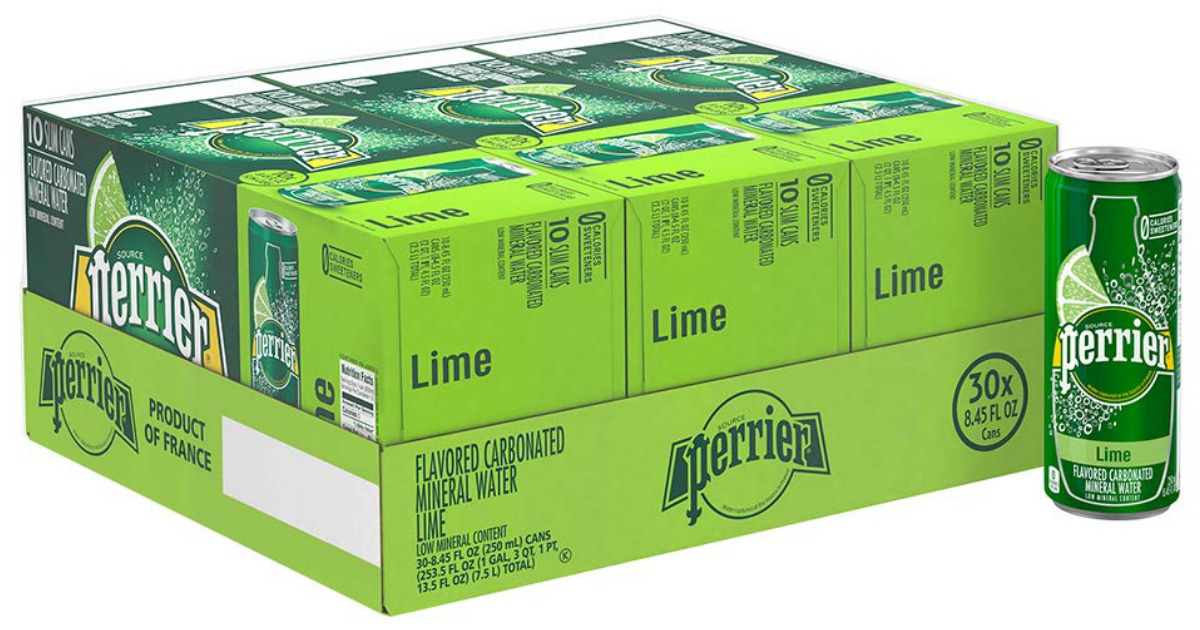 Perrier Lime Flavored Mineral Water 30ct Slim Cans