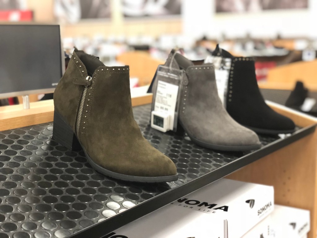 women's boots sitting on a shelf