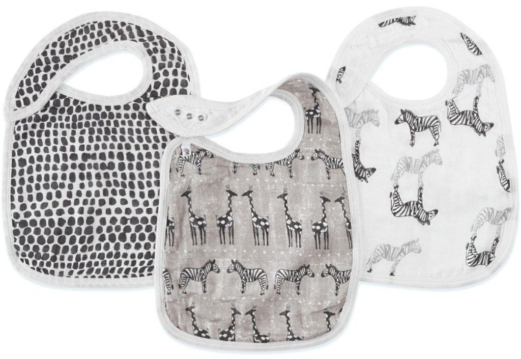 polka dot and animal bibs