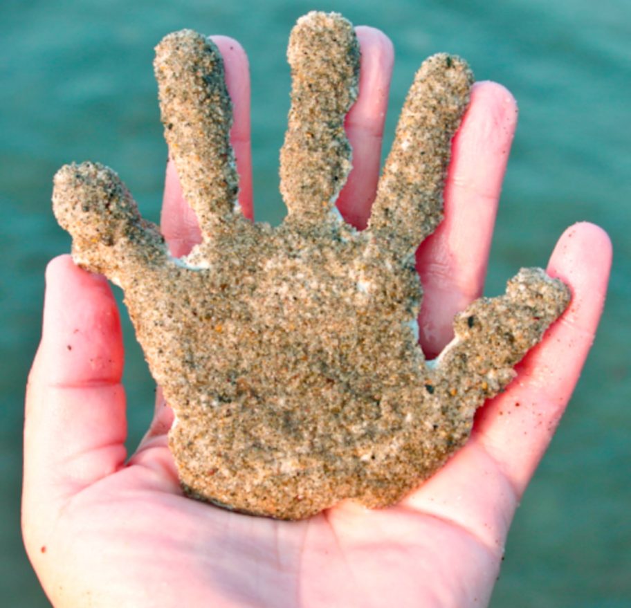 beach hacks plaster of paris handprint souvenir from Crafting A Green World