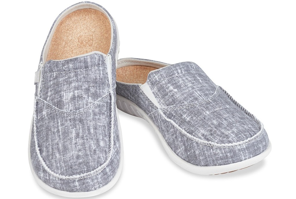 Spenco women's gray chambray mules