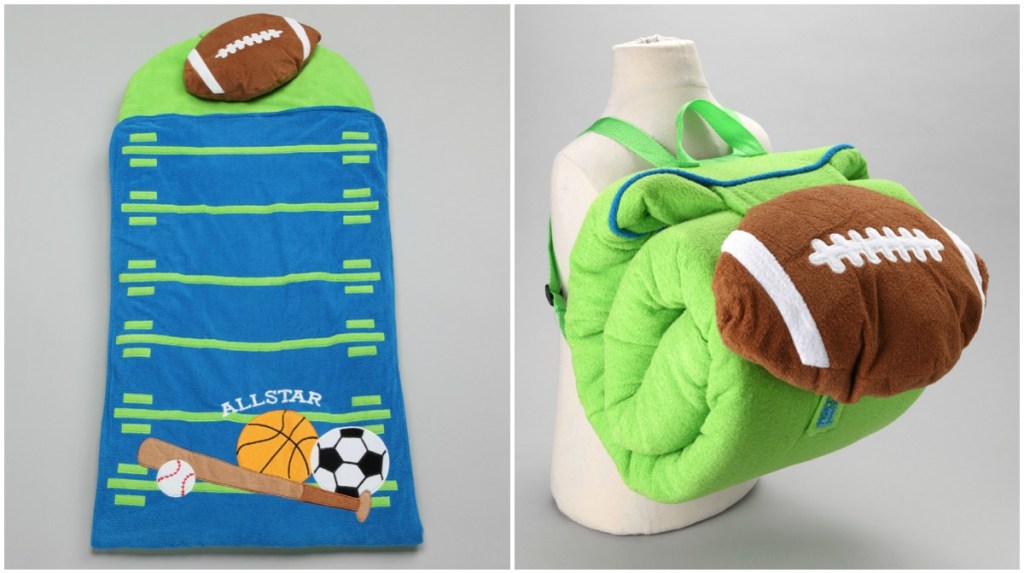 kids nap mat with football theme