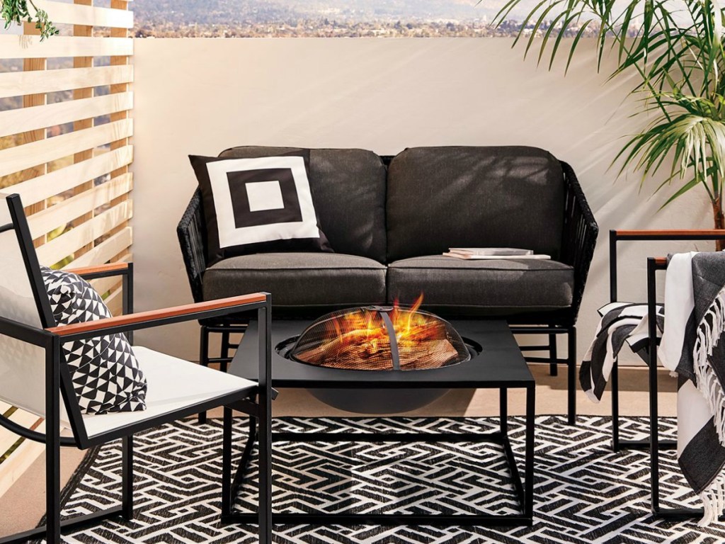 black sandish patio loveseat