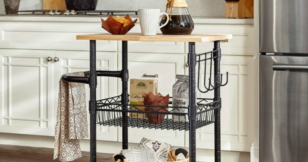 Kitchen Cart with Coffee Items