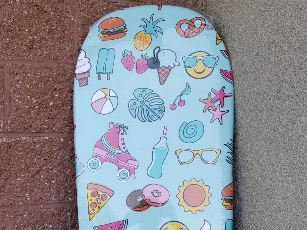 summer icons on blue bodyboard at Michaels