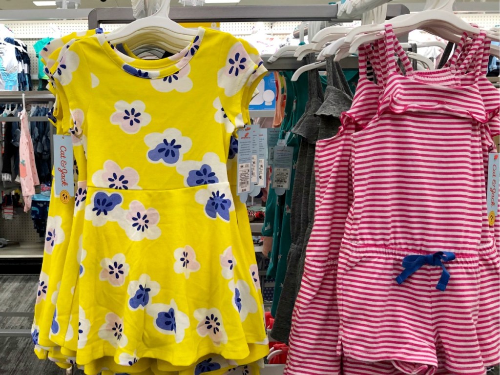 Target girls rompers on clothes rack