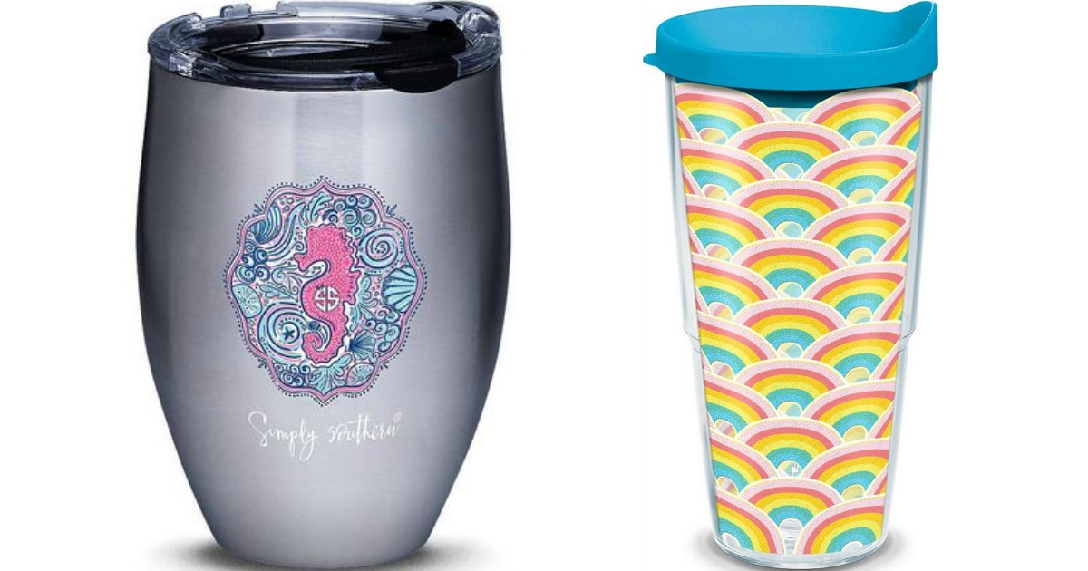 stainless steel tumbler with seahorse and rainbow tumbler