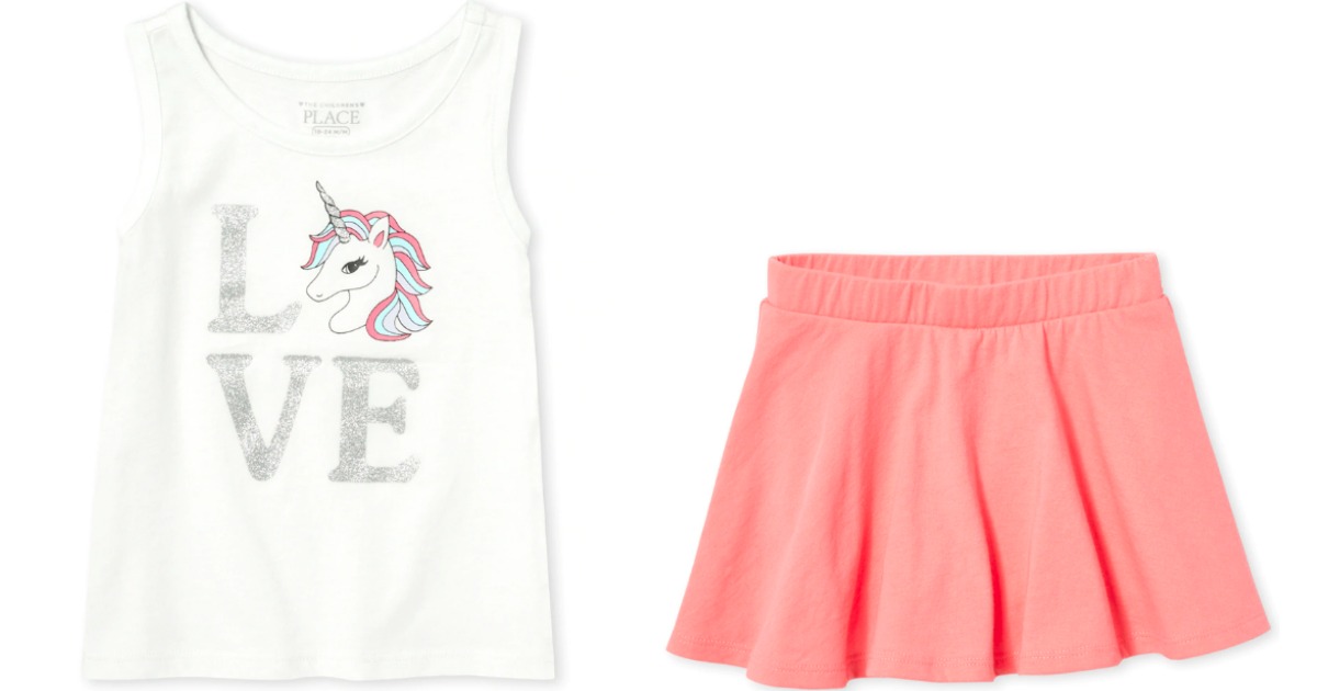 girl's unicorn tank and skort