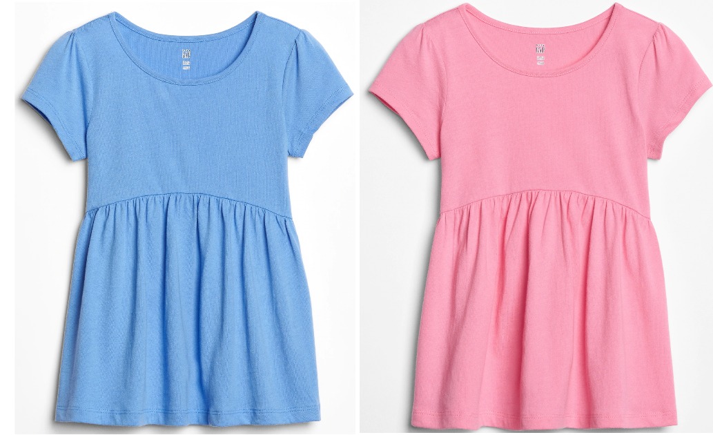 blue and pink print tunics