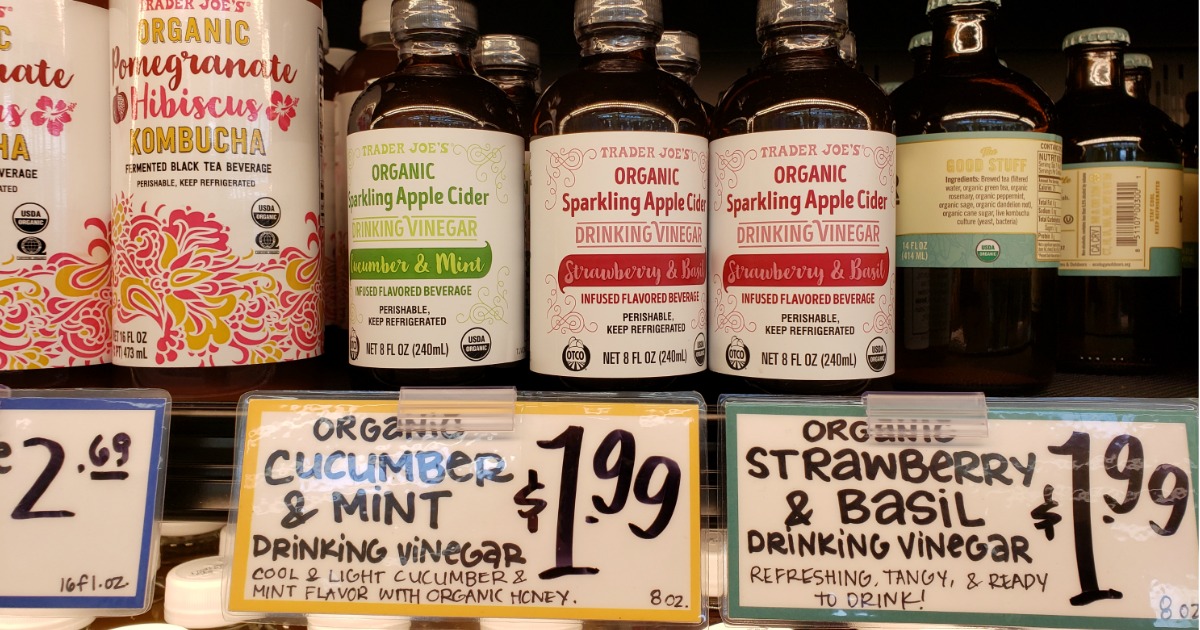 Trader Joe's Organic Drinking Vinegars on store shelf