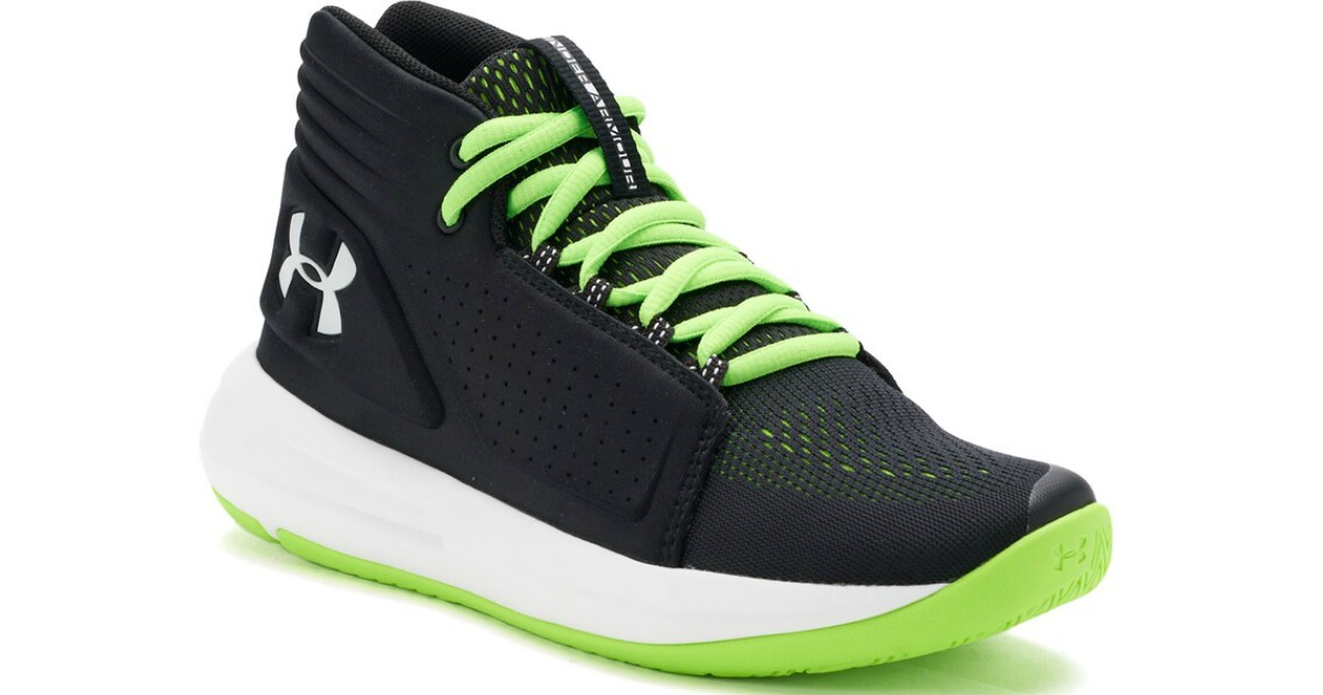 black and green under armour kid's high tops