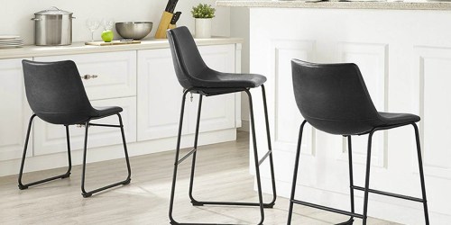 TWO Walker Edison Black Faux Leather Stools Only $89.99 (Just $45 Each)